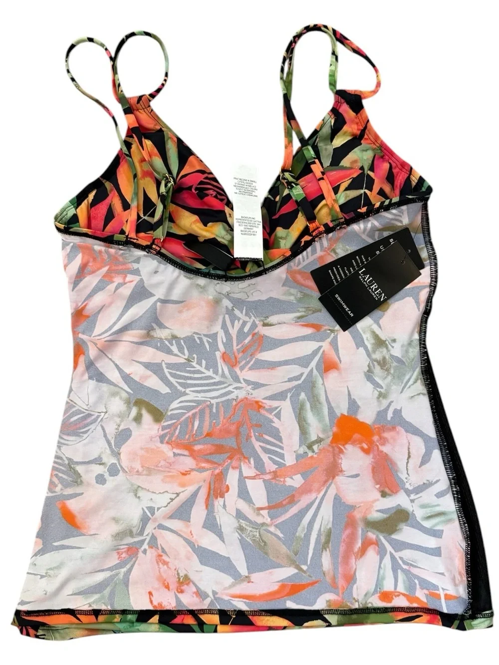 Lauren Ralph Lauren Tankini Top Only NWT Underwire Tummy Control Tropical 6